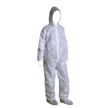 Work made of white polypropylene with hood, 45 g/m, multicolored