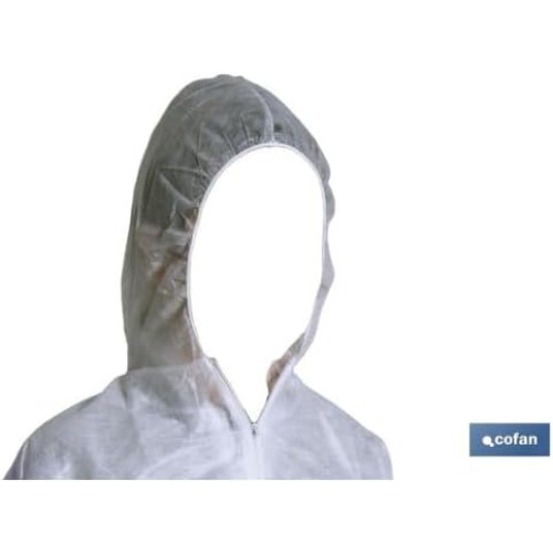 Work  made of white polypropylene with hood, 45 g/m, multicolored 2