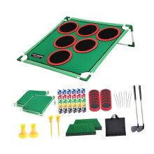 Golf Pong Game Set for Indoor and Outdoor Use with Putter and Mat, Double Rack