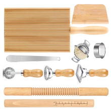 Pasta Tool Set Wooden Thread Rolling Pin Dough Scraper Gnocchi Board Dumpling Maker Suitable for Kitchen Cooking Ref: 7383