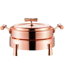 304 Stainless Steel Large Buffet Server, Rose Gold Color for Parties, Weddings, and Banquets Round Food Warmer,A26cm A 26cm