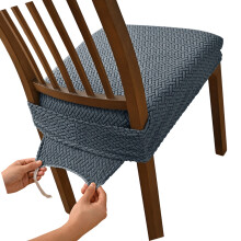 Paquet de 4 housses de siège de chaise à grilles-Gris foncé