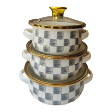 Lot de 3 ustensiles de cuisine en porcelaine-grille grise