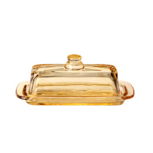 Beurrier en verre au design élégant avec couvercle pour un-ambre