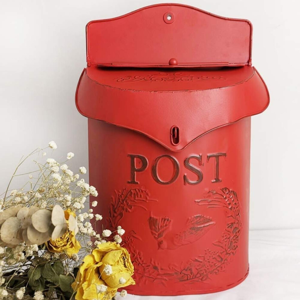 Exterior Mailbox Outdoor Mailbox Retro Wallmounted Mailbox Lockable Weatherproof Outdoor Mailbox (Red) 9412369141231