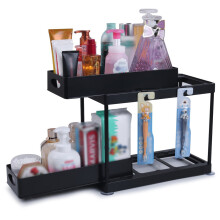 Multi-Tier Sliding Drawer Under Sink Organizer, Super Sturdy Bathroom Cabinet Organizer for Efficient Storage, Larger Capacity Top Drawer with