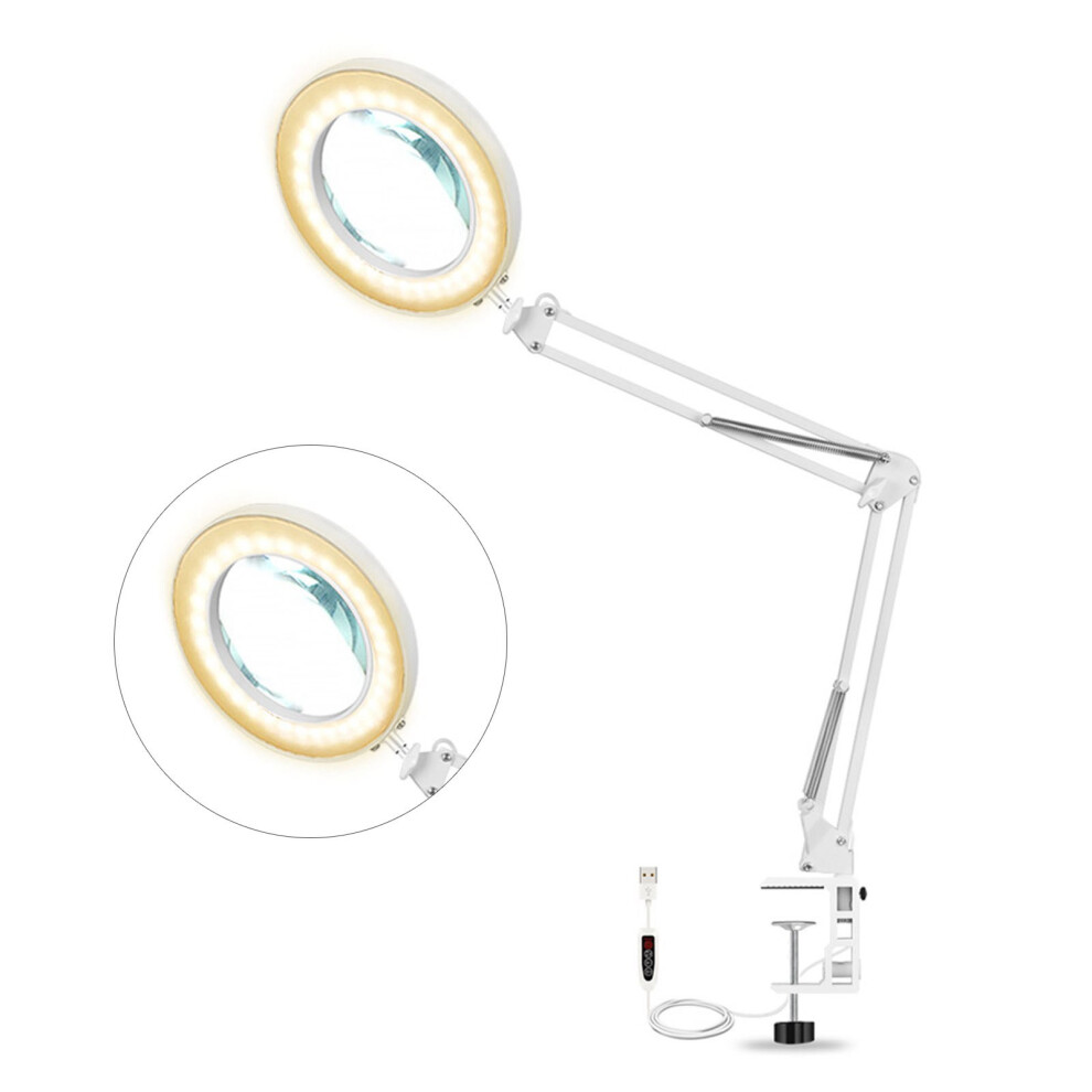 Light Elevate Your Craft With Precision: 5X Magnifying Glass With Real Glass Lens Ensures Clear Vision, Stepless Dimmable & 3 Color Modes For