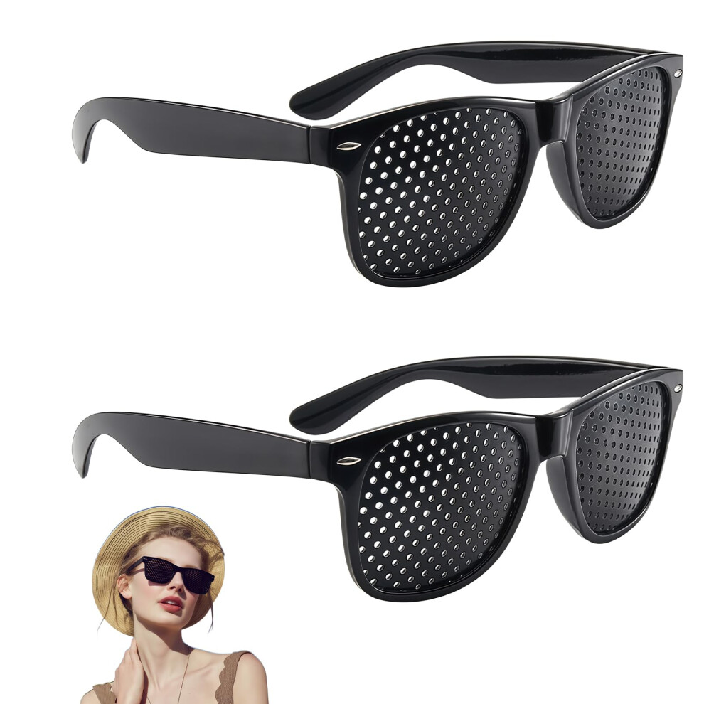 Pinhole Glasses 2Pack, Black, Vision Improvement, Strabismus Correction, Distance Eyeglasses, Eyesight Protection 9189345044205
