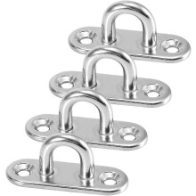 (As show, One size) 4pcs screw-in wall hook U-shaped stainless steel screw-in hook, stainless steel eye plate