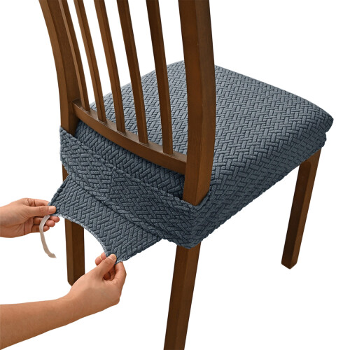 Packung mit 4 Jacquard-Stretch-Stuhlsitzbezügen für-Dunkelgrau