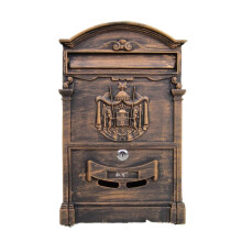 Lockable Letterbox for Wall Mounting, Aluminium, Bronze, Vintage Design (Antique Gold)