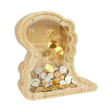 Fesselnde Dinosaurier-Münzbox aus Holz, Spardose für Kinder,-k