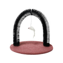 Portable Cat Groomer, Arch Grooming Brush, Shedding Hair Massage, Soft Bristle Tool, Deshedding, Gentle Pet Care, Red / Brown.