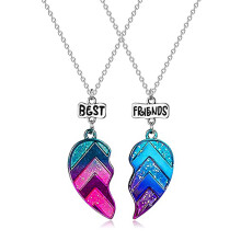 Unicorn Friendship Necklaces, Heart Pendant, Friend Gift for 2 Girls