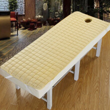 Soft Massage Table Cushion With Face Breath Hole And Elastic Bands, 60x180cm Camel Color Spa Mattress Topper