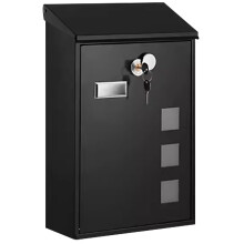 Wallmounted lockable vintage mailbox, stainless steel, large black