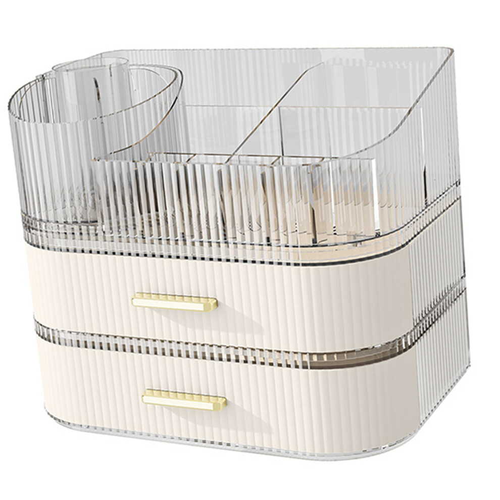 Portable No Tools Cosmetic Box-cream white Top 2 drawers