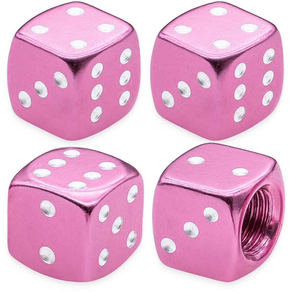 4Pcs Aluminum Dice Tire Valve Stem Caps Aluminium Alloy Dustproof For Cars Suvs Trucks Motorcycles Bicycles Pink 9365049916035