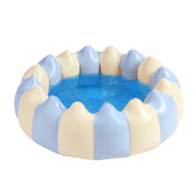 Inflatable outdoor pool, round ball pit for garden, terrace, camping, summer water games, blue
