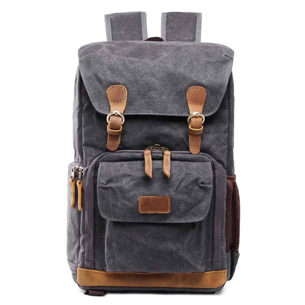 Waterproof Camera Bag Backpack Batik Canvas Large Capacity Photo Bag, Dslr/Slr Lens Case, 15Inch Laptop, Dark/Grey 9189345045219