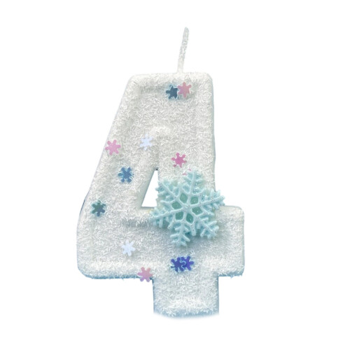 Fantasy Winter Snowflake Theme Birthday Number Candle For-4