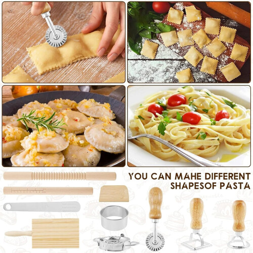 Pasta Tool Set Wooden Thread Rolling Pin Dough Scraper Gnocchi Board Dumpling Maker Suitable for Kitchen Cooking Ref: 7383 1