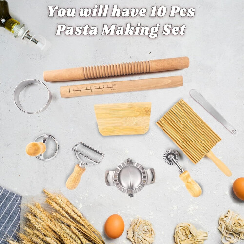 Pasta Tool Set Wooden Thread Rolling Pin Dough Scraper Gnocchi Board Dumpling Maker Suitable for Kitchen Cooking Ref: 7383 2