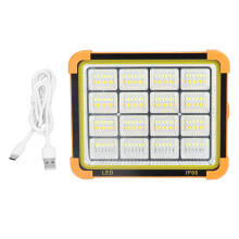 Portable LED Work Light with Stepless Brightness Adjustable and Dual Charging Methods, Solar USB Rechargeable Emergency Floodlight with Magnetic