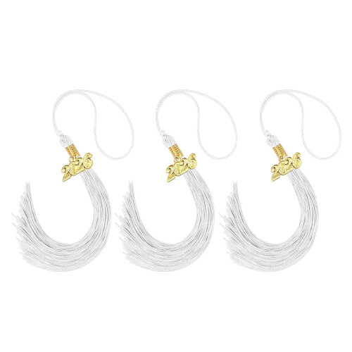 2026 Year Emblems Graduation Tassels For Cap Decoration-White