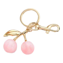 Sparkling keychain with fruit bag charm, alloy, resin, texture, key accessories, suitable for fashionable women and girls rose.