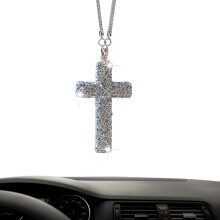 Rear View Mirror Decor Crystal Car Charm Christian Religious Ornament For Auto Interior Living Room Bedroom Church Truck