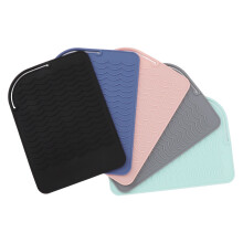 5Pcs Heat-Resistant Silicone Mat Pouch for Hair Flat Irons, 21.8x16cm