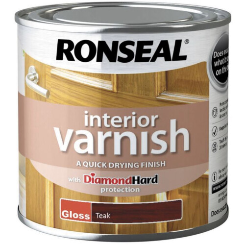 Ronseal Ronseal 36845 Interior Varnish Quick Dry Gloss Teak 250ml 1
