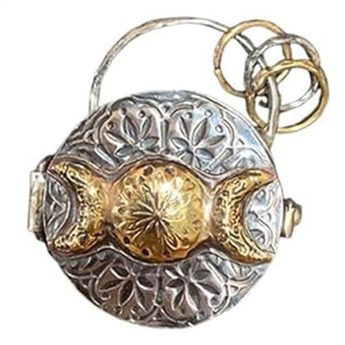 Triple Moon Locket Tree Life Handmade Magic Locket Crystal Energy Amulet