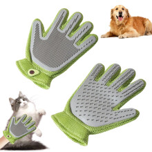 Pet Gloves Grooming, DoubleSided Cat Dog Silicone, Hair Remover for Short Long Hair (Green)