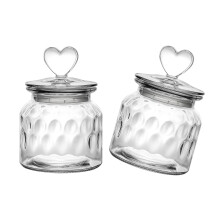 Paar Decoratieve Hart Top Glazige Potten 650 ml Verticale-B