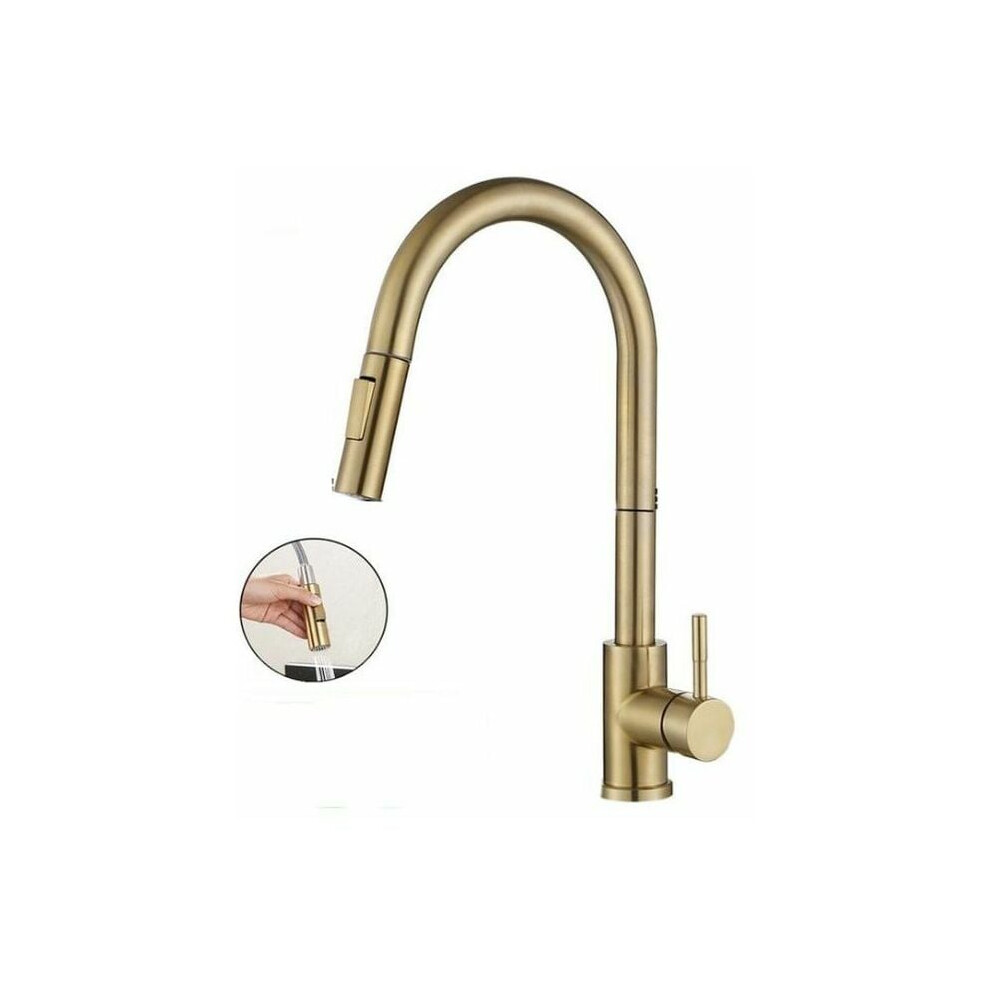 Innovative Gold Kitchen Faucet With High Arc Spout, Abs Sprayer Offers 2 Spray Modes For Varied Needs, Easy Installation For Quick Setup In Your Kitch 9148971525403
