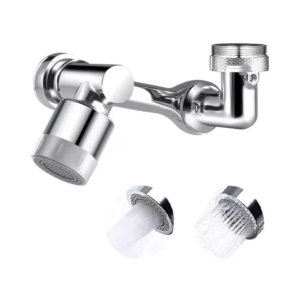 Silver Faucet Extender With 1440 Rotation, Robust Brass Construction, Dual Water Outlet Modes, High-Density Filter, Easy Installation, Suitable For 9148971525700
