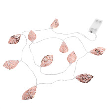 Golden Leaf String Lights, Rose Gold Leaves Battery Operated LED Fairy Lights for Indoor Outdoor Decor, 1.5M Warm White Illuminated Garland for