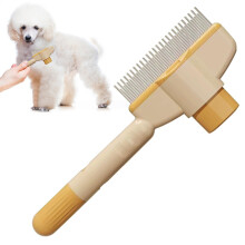 Dog Combs for Grooming, Removing Knots, SelfCleaning Brush for Puppies Kittens Yellow