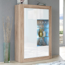 Display Cabinet 140cm Arcadia - Oak & White Gloss Doors