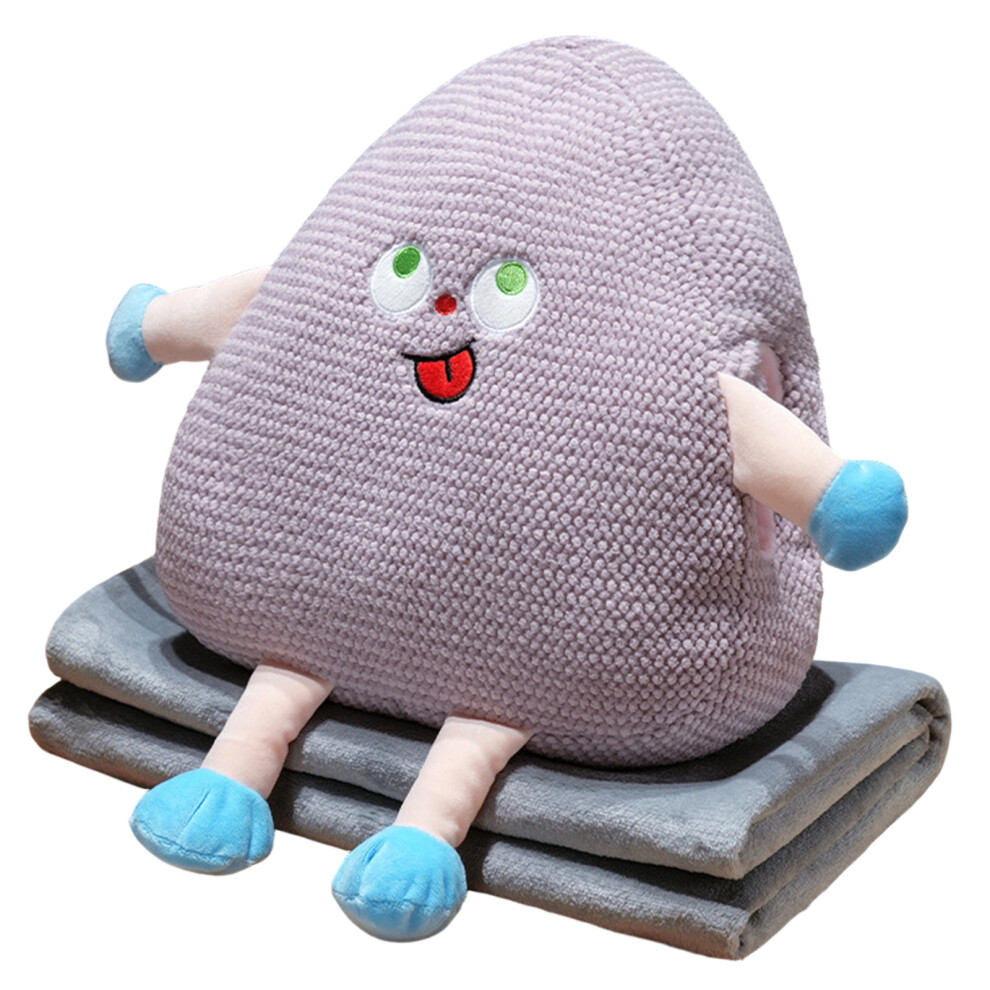 Plush Cartoon Pillow With Builts In Blanket and Hand-Purple