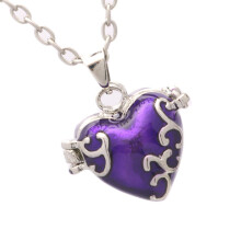 Vintage Brass Heart Pendant Necklace with Storage Compartment Adjustable Clavicle Chain Accessory for Women