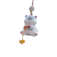 Resin Fishing Cats Car Hanging Ornament Hand Carved Cats-4