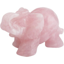 Valentine's Day Gifts, Healing Stones Rose Quartz Elephant Hand Carved Sculpture Cute Gemstone Energy For Home Office Decoration, Wisdom Loyalty Unity