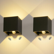 Contemporary Square Design, Die Cast Aluminium Waterproof IP65, Energy Efficient Up Down Indoor/Outdoor Square Shape LED Wall Sconce with Adjustable