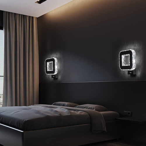 Dimmable Crystal LED Ceiling Light, Square Chandeliers with Integrated LED Light Source, Quality K9 Crystals Flush Mount Ceiling Light for Corridors 1