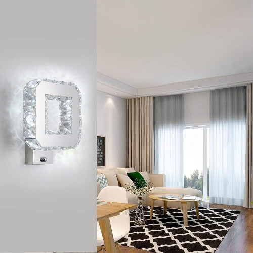 Dimmable Crystal LED Ceiling Light, Square Chandeliers with Integrated LED Light Source, Quality K9 Crystals Flush Mount Ceiling Light for Corridors 2