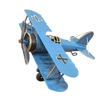 Retro Airplanes Decors,Metal Biplane Plane Aircraft-L Blue