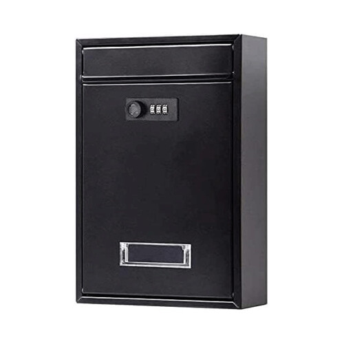 Mailboxes Rectangular iron, key lock, durable, classic, wallmounted, vertical. Black.